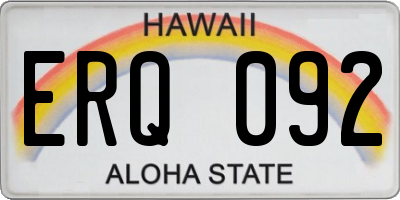HI license plate ERQ092