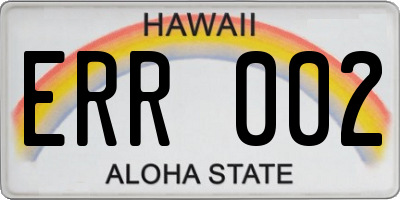 HI license plate ERR002