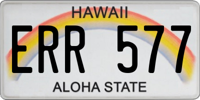 HI license plate ERR577