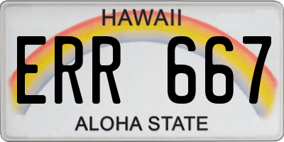 HI license plate ERR667