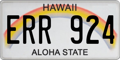 HI license plate ERR924