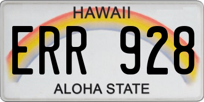 HI license plate ERR928