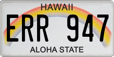 HI license plate ERR947
