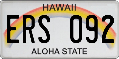 HI license plate ERS092