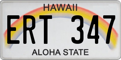 HI license plate ERT347