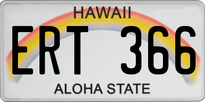 HI license plate ERT366