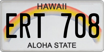 HI license plate ERT708