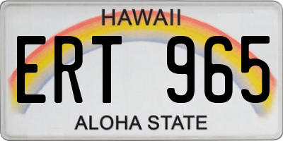 HI license plate ERT965