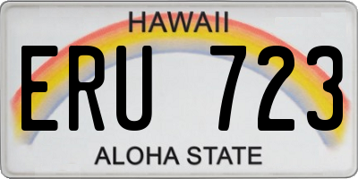 HI license plate ERU723
