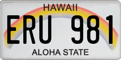 HI license plate ERU981