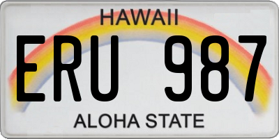 HI license plate ERU987