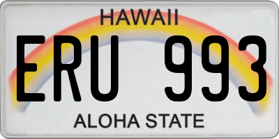 HI license plate ERU993