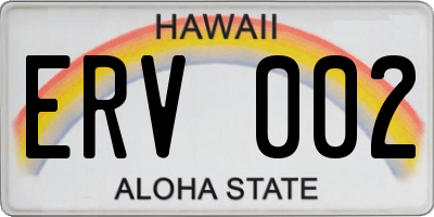 HI license plate ERV002