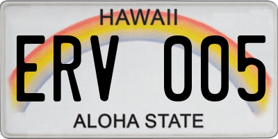 HI license plate ERV005