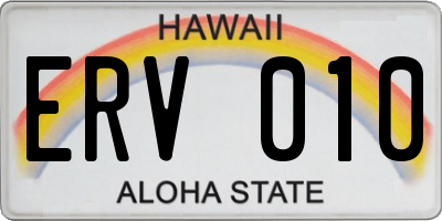 HI license plate ERV010