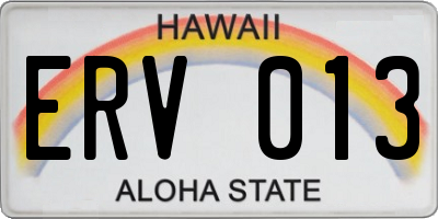 HI license plate ERV013