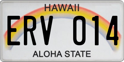 HI license plate ERV014