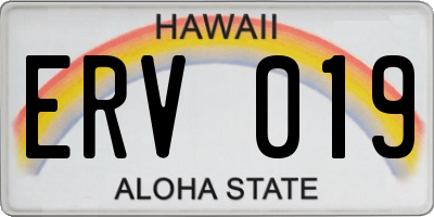 HI license plate ERV019