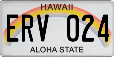 HI license plate ERV024