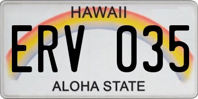 HI license plate ERV035