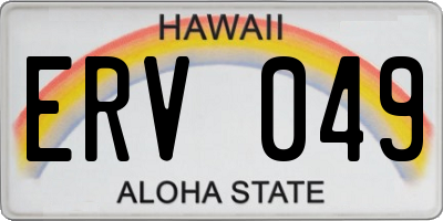 HI license plate ERV049