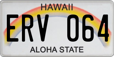 HI license plate ERV064