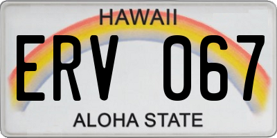 HI license plate ERV067