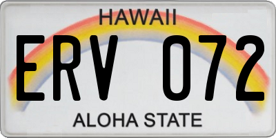 HI license plate ERV072