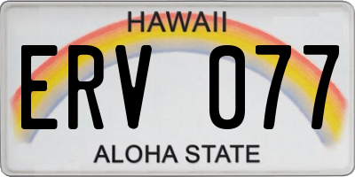 HI license plate ERV077