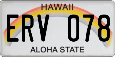 HI license plate ERV078