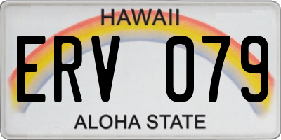 HI license plate ERV079