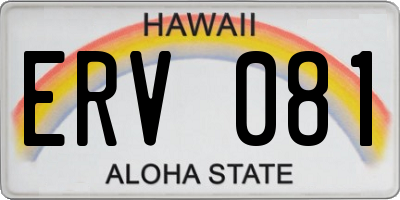 HI license plate ERV081