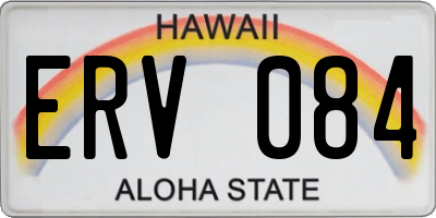 HI license plate ERV084