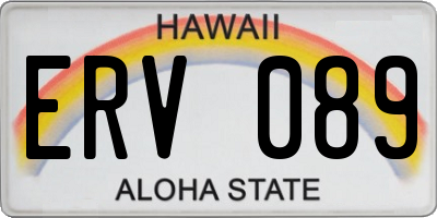 HI license plate ERV089