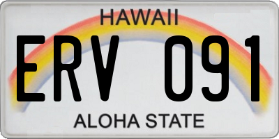 HI license plate ERV091