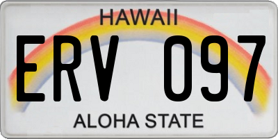 HI license plate ERV097