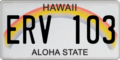 HI license plate ERV103