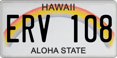 HI license plate ERV108