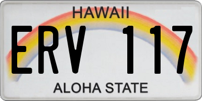 HI license plate ERV117