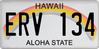 HI license plate ERV134