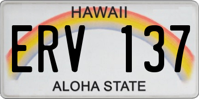 HI license plate ERV137