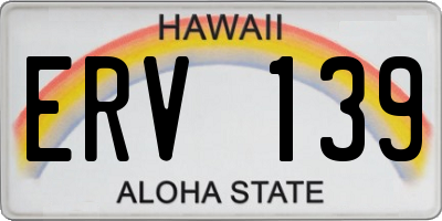 HI license plate ERV139