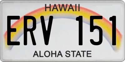 HI license plate ERV151
