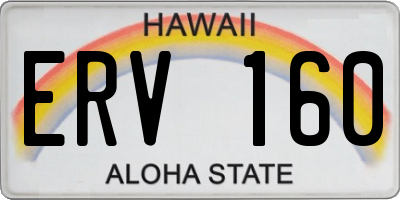 HI license plate ERV160