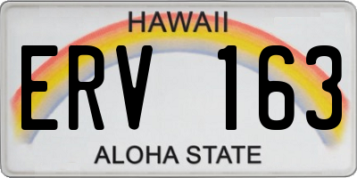 HI license plate ERV163
