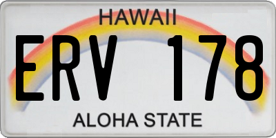 HI license plate ERV178