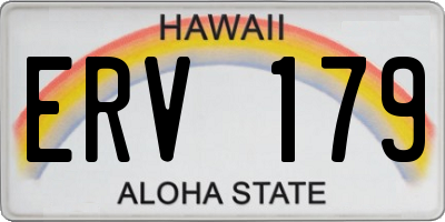 HI license plate ERV179