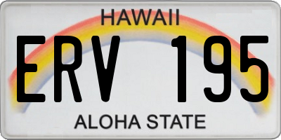 HI license plate ERV195