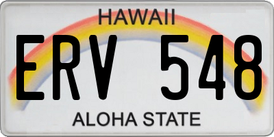 HI license plate ERV548