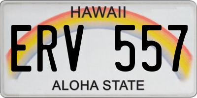 HI license plate ERV557